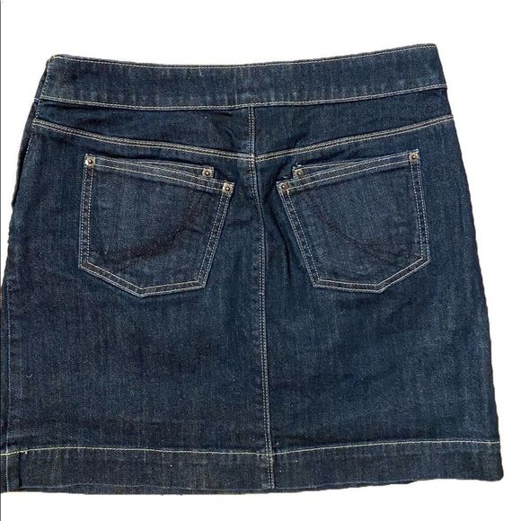 Elle Denim Skirt - 4 dark denim , side zip.  Cotton spandex - Picture 4 of 5